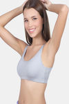 Lady Lyka Cotton Lycra Sports Bra - Light Grey — thumbnail 2